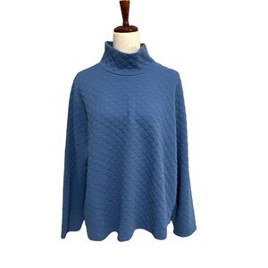 J.Crew Factory Quilted long sleeve mockneck pullover in blue